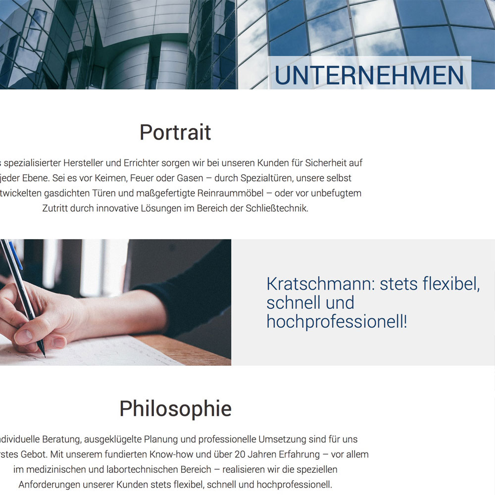 Kratschmann: Website mit CMS